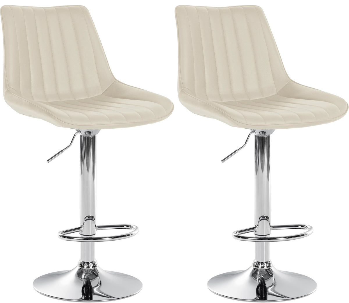 2er Set Barhocker Toni Kunstleder chrom - creme
