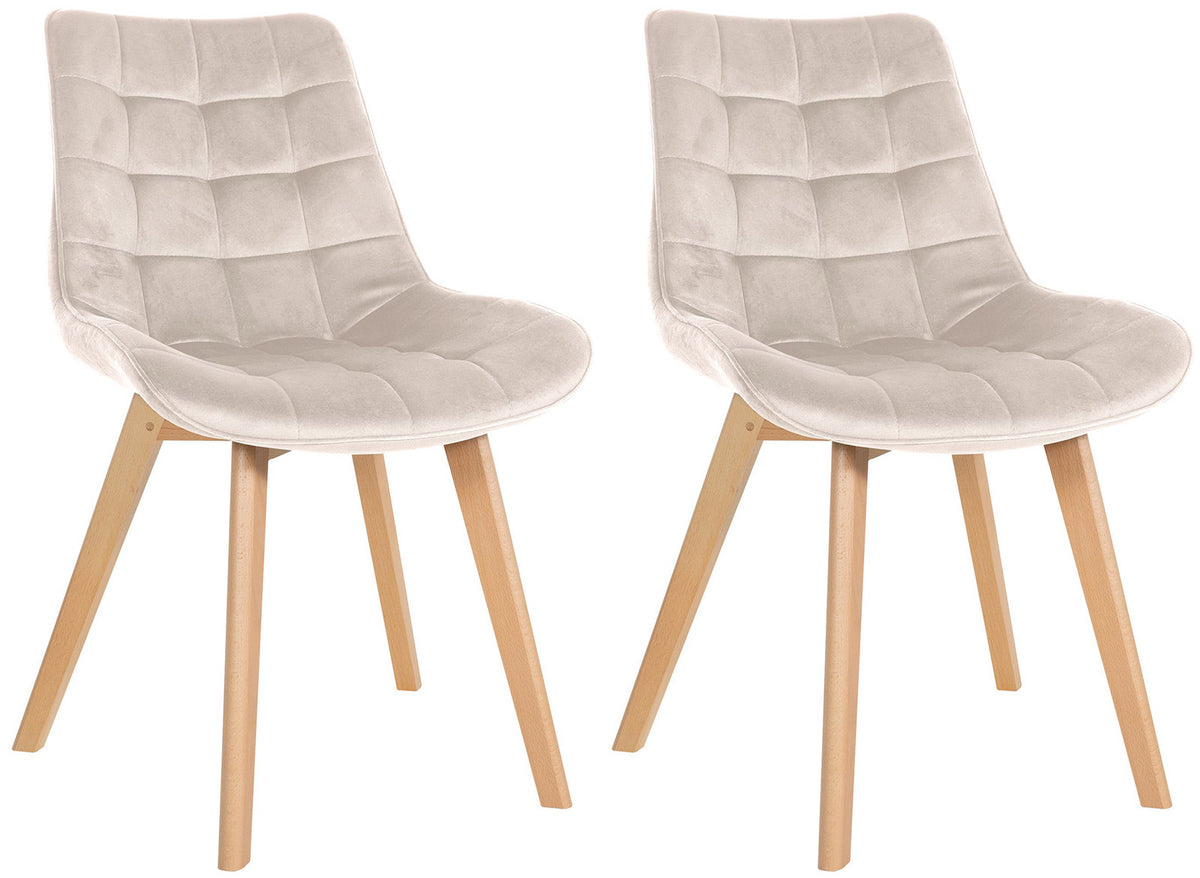 2er Set Stühle Brook Samt - creme