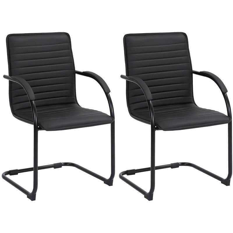 Set di 2 sedie visite Tira in pelle sintetica nera, design robusto e comfort ottimale per ambienti moderni.