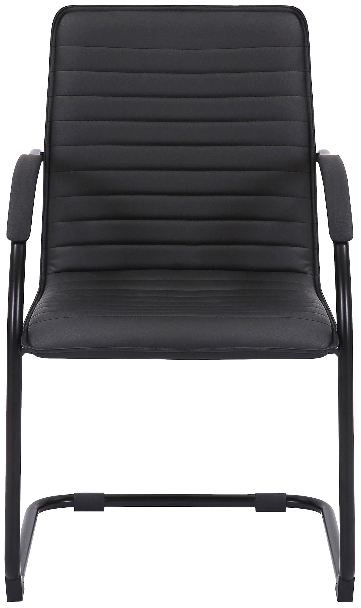Set di 2 sedie visite Tira in pelle sintetica nera, design robusto e comfort ottimale per ambienti moderni.