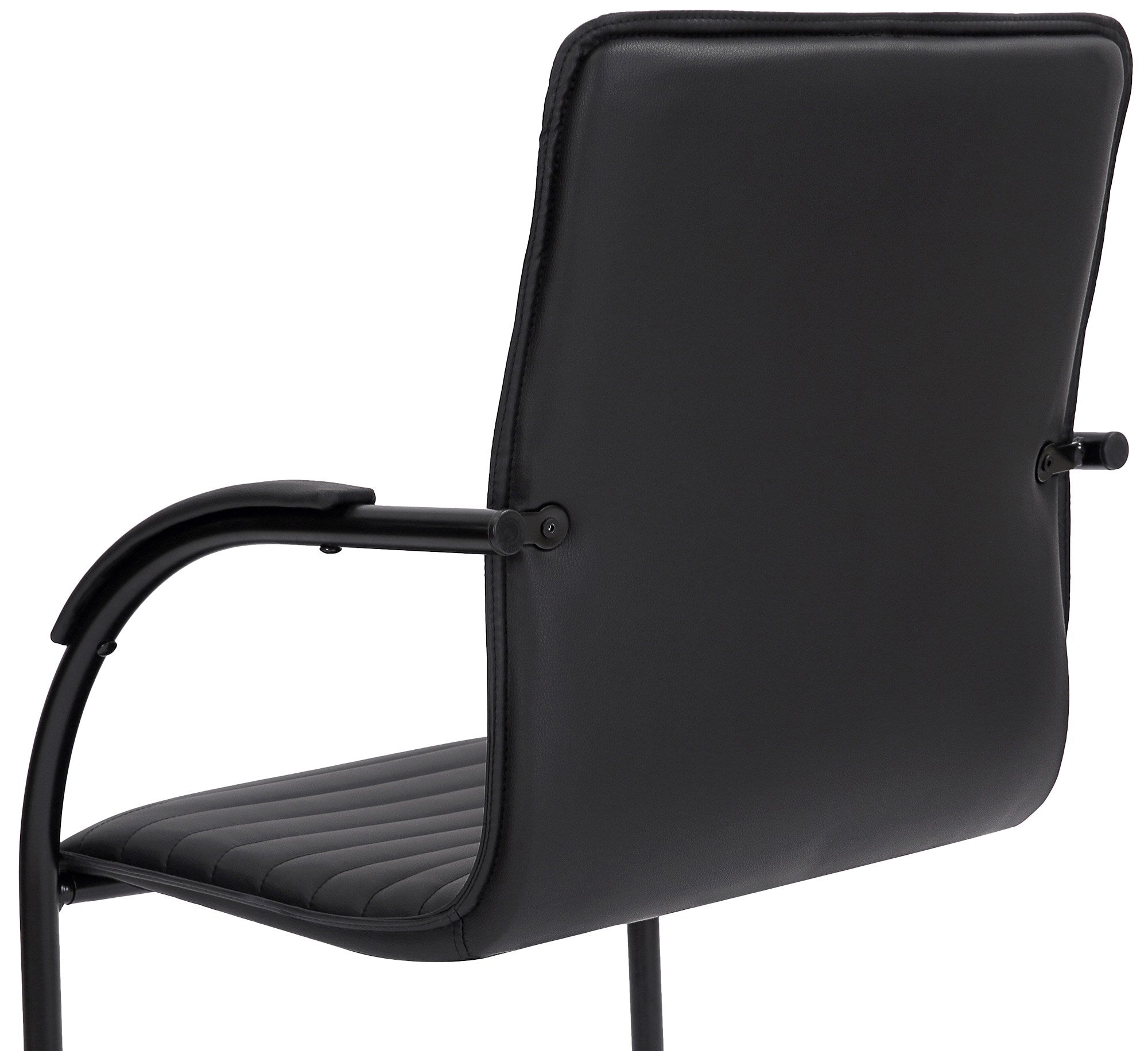 Set di 2 sedie visite Tira in pelle sintetica nera, design robusto e comfort ottimale per ambienti moderni.
