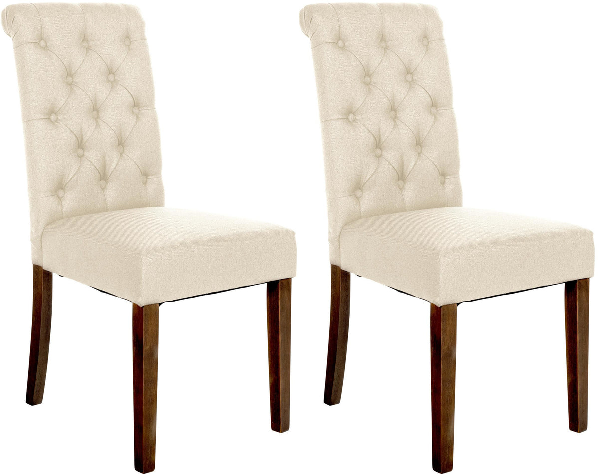 2er Set Esszimmerstühle Lisburn Stoff - creme