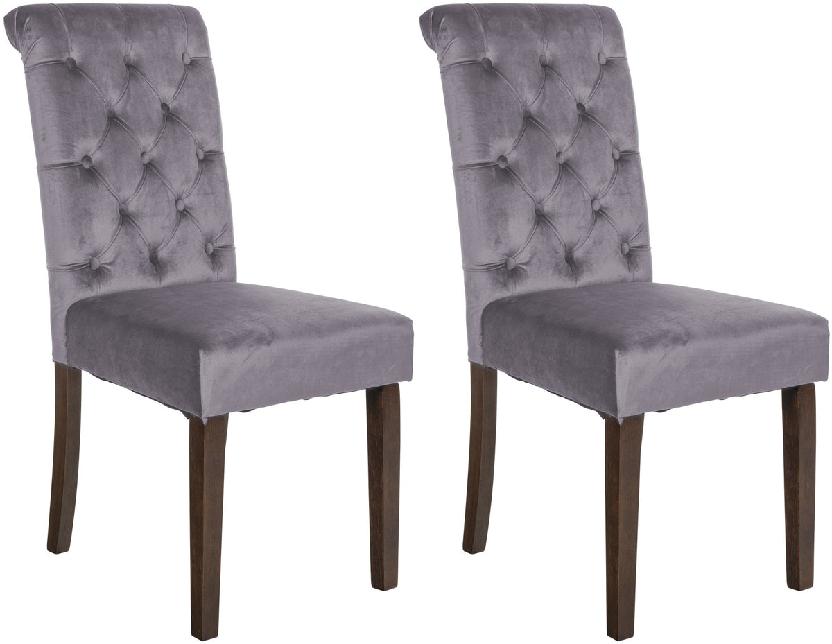2er Set Esszimmerstühle Lisburn Samt - dunkelgrau