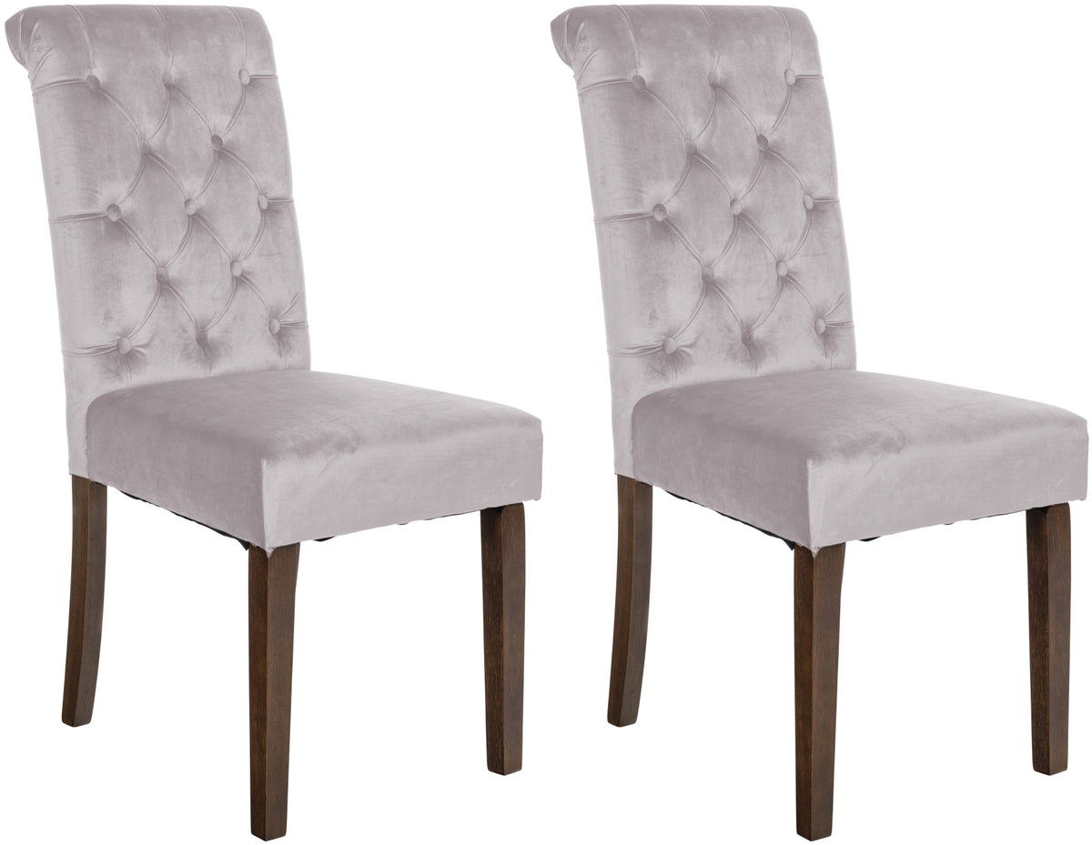 2er Set Esszimmerstühle Lisburn Samt - grau