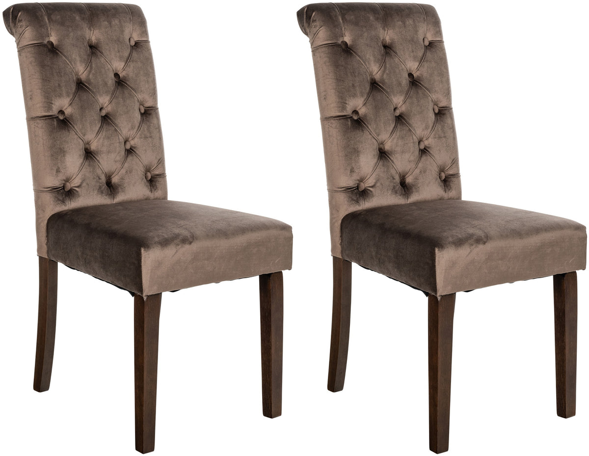 2er Set Esszimmerstühle Lisburn Samt - braun