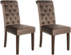 2er Set Esszimmerstühle Lisburn Samt - braun