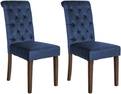 2er Set Esszimmerstühle Lisburn Samt - blau