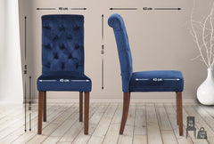 2er Set Esszimmerstühle Lisburn Samt - blau