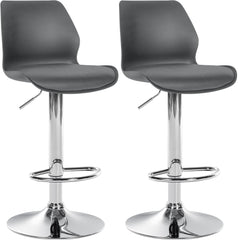 Set di 2 sgabelli da bar Gilbert in plastica grigia, eleganti e moderni per ogni ambiente.