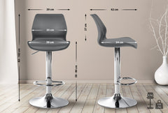2er Set Barhocker Gilbert Kunststoff - grau