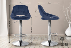 2er Set Barhocker Milet Samt C - blau