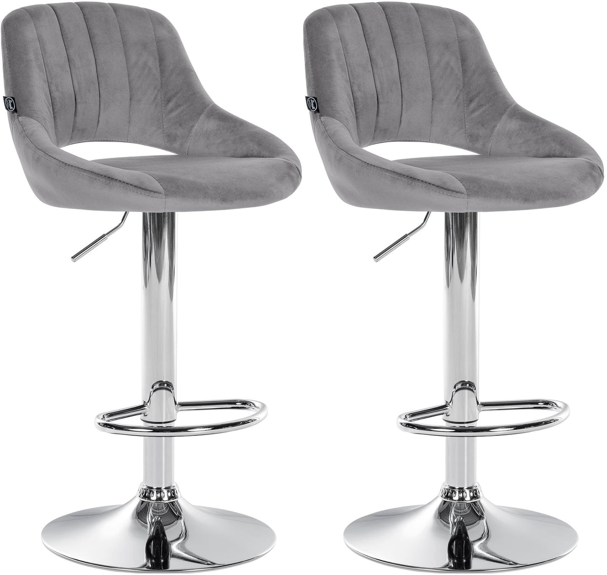 2er Set Barhocker Milet Samt C - dunkelgrau