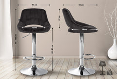2er Set Barhocker Milet Samt C - schwarz