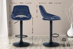 2er Set Barhocker Milet Samt B - blau
