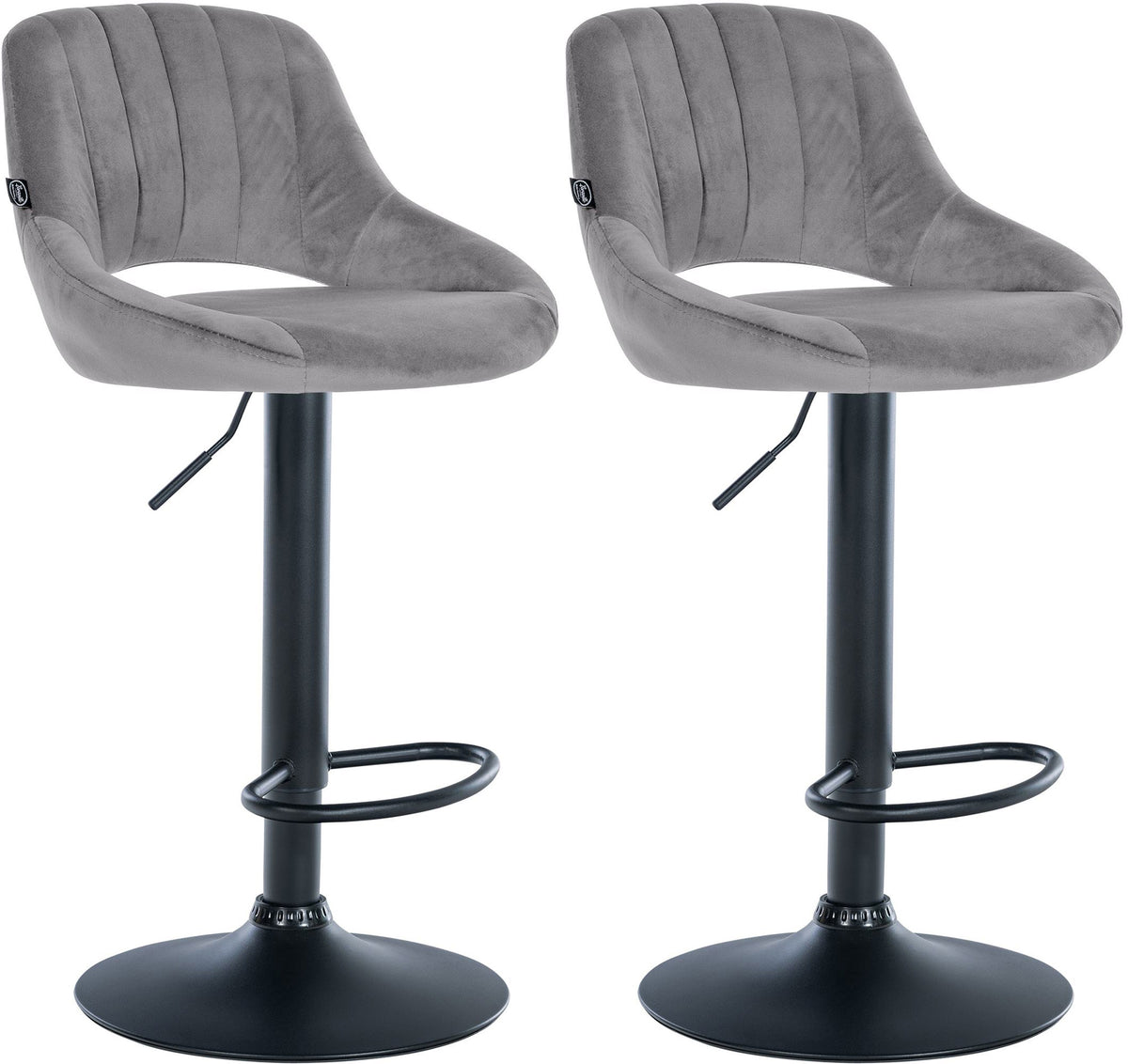 2er Set Barhocker Milet Samt B - dunkelgrau