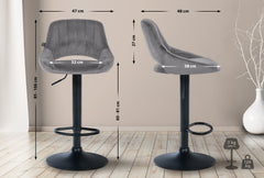 2er Set Barhocker Milet Samt B - dunkelgrau