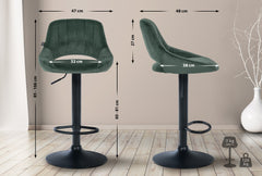 2er Set Barhocker Milet Samt B - gr�n