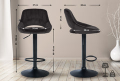 2er Set Barhocker Milet Samt B - schwarz