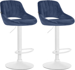 2er Set Barhocker Milet Samt W - blau