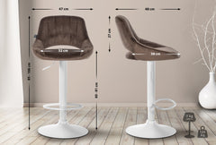 2er Set Barhocker Milet Samt W - braun