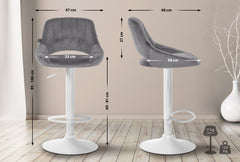 2er Set Barhocker Milet Samt W - dunkelgrau