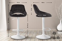 2er Set Barhocker Milet Samt W - schwarz