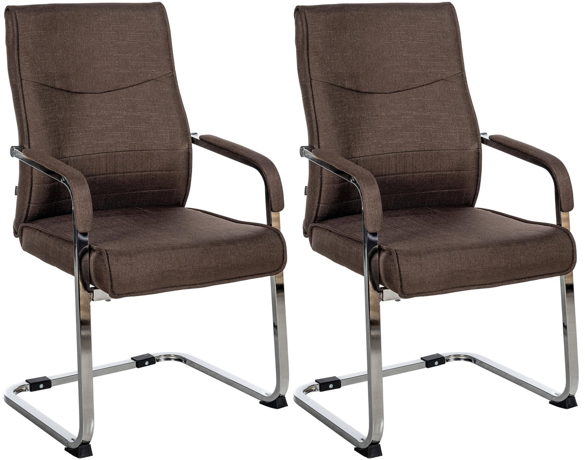 Set di 2 sedie visitatori Hobart in tessuto marrone, perfette per uffici moderni e sale conferenze.