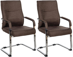 Set di 2 sedie visitatori Hobart in tessuto marrone, perfette per uffici moderni e sale conferenze.