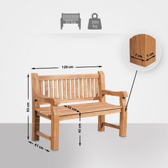 Teakbank Jackson 120 cm mit Abdeckhaube - teak