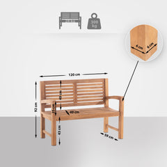Teakbank Halden 120 cm mit Abdeckhaube - teak