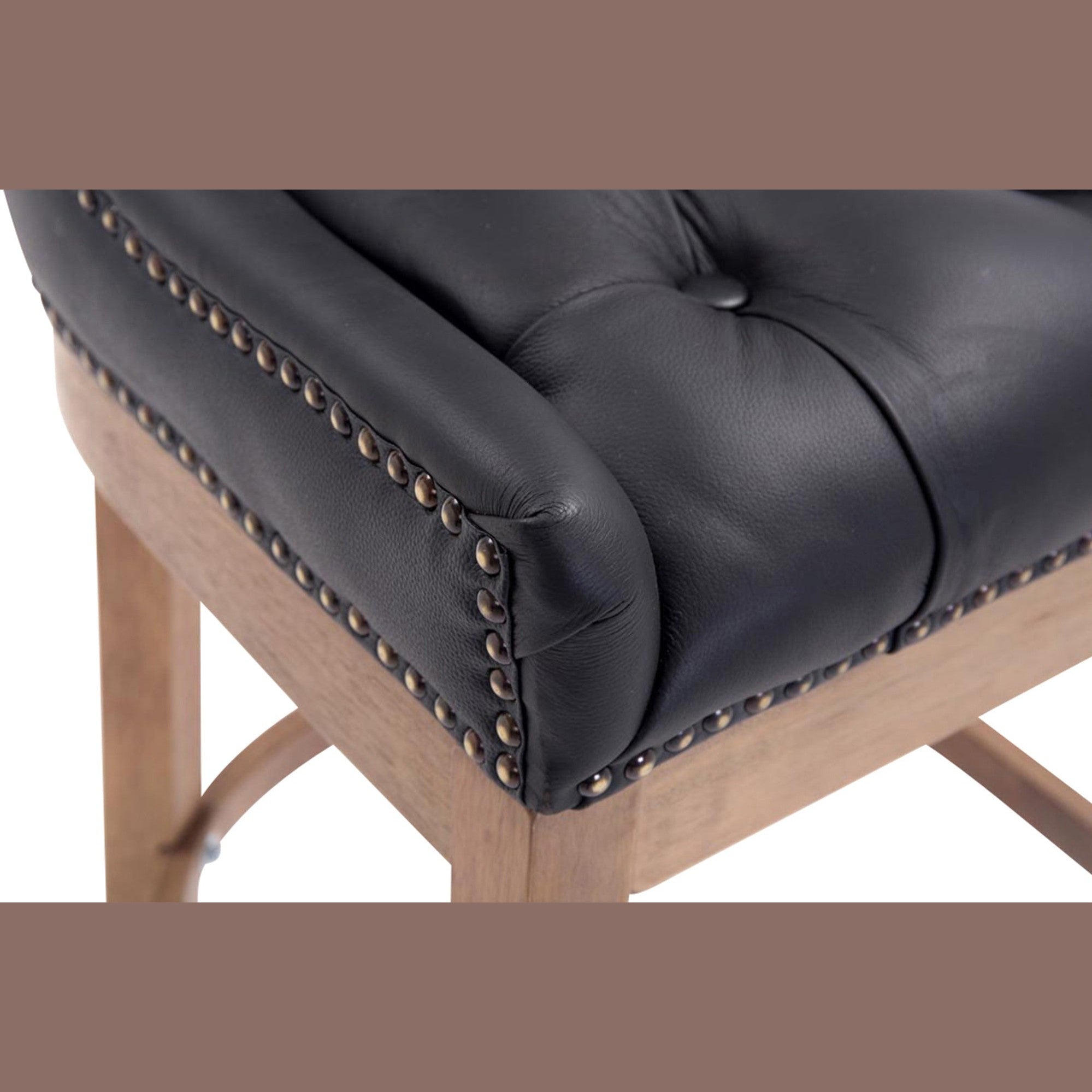 Barhocker Lakewood Echtleder, Antik-hell - schwarz - InfinityMarket