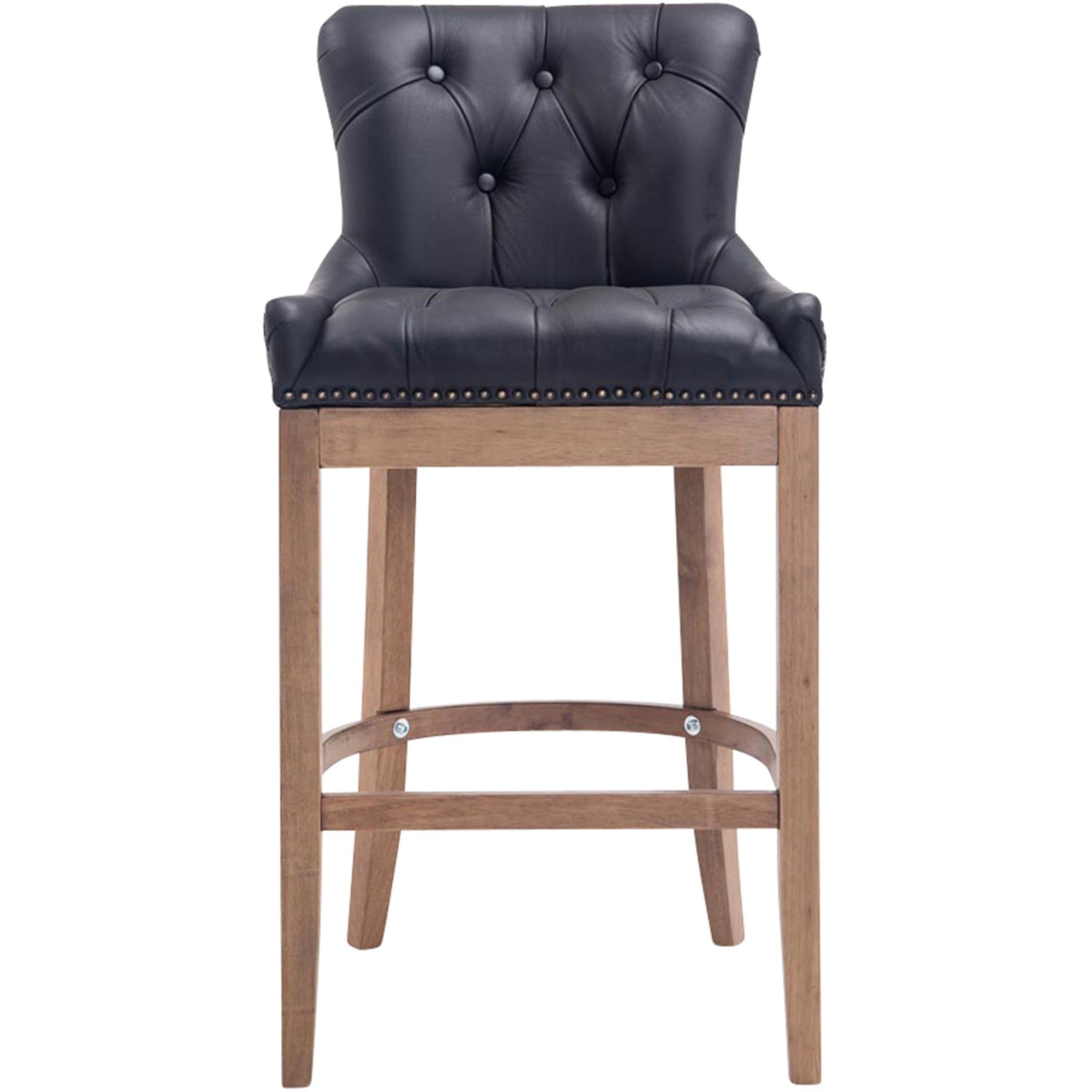 Barhocker Lakewood Echtleder, Antik-hell - schwarz - InfinityMarket