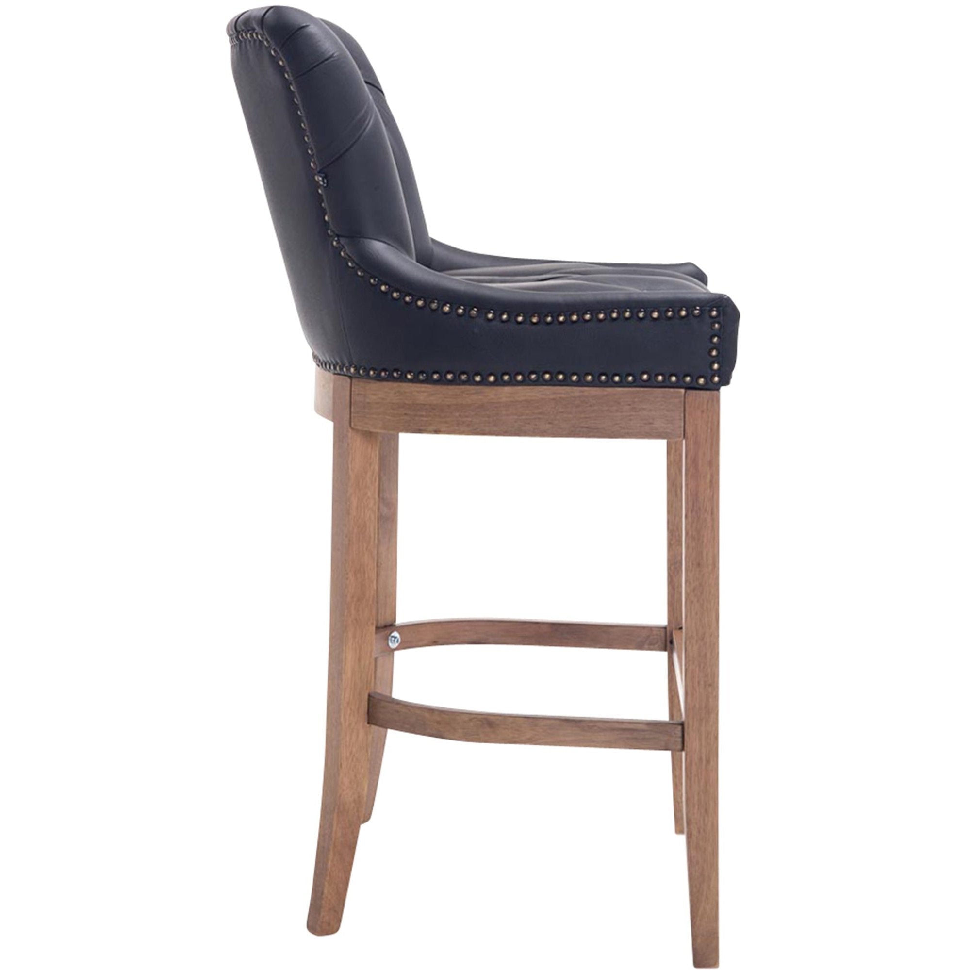 Barhocker Lakewood Echtleder, Antik-hell - schwarz - InfinityMarket