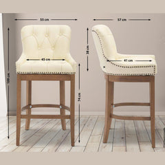 Barhocker Lakewood Echtleder, Antik-hell - creme
