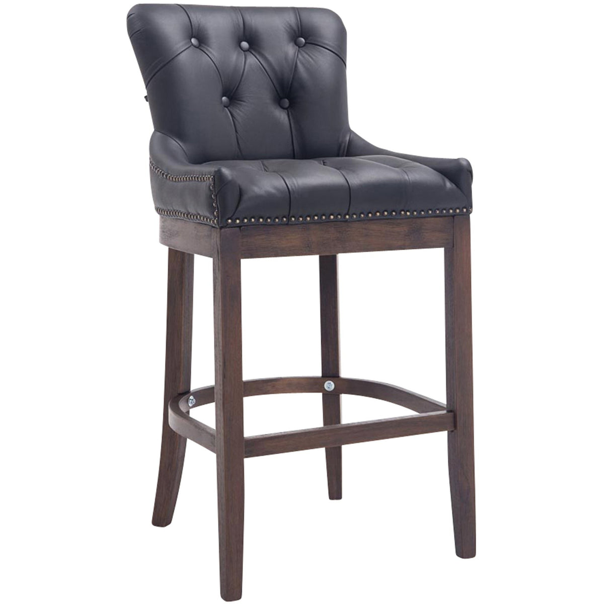 Barhocker Lakewood Echtleder, Antik - schwarz - InfinityMarket