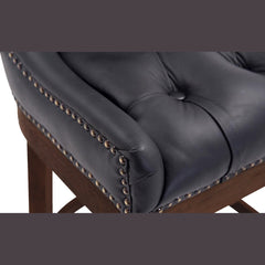 Barhocker Lakewood Echtleder, Antik - schwarz - InfinityMarket