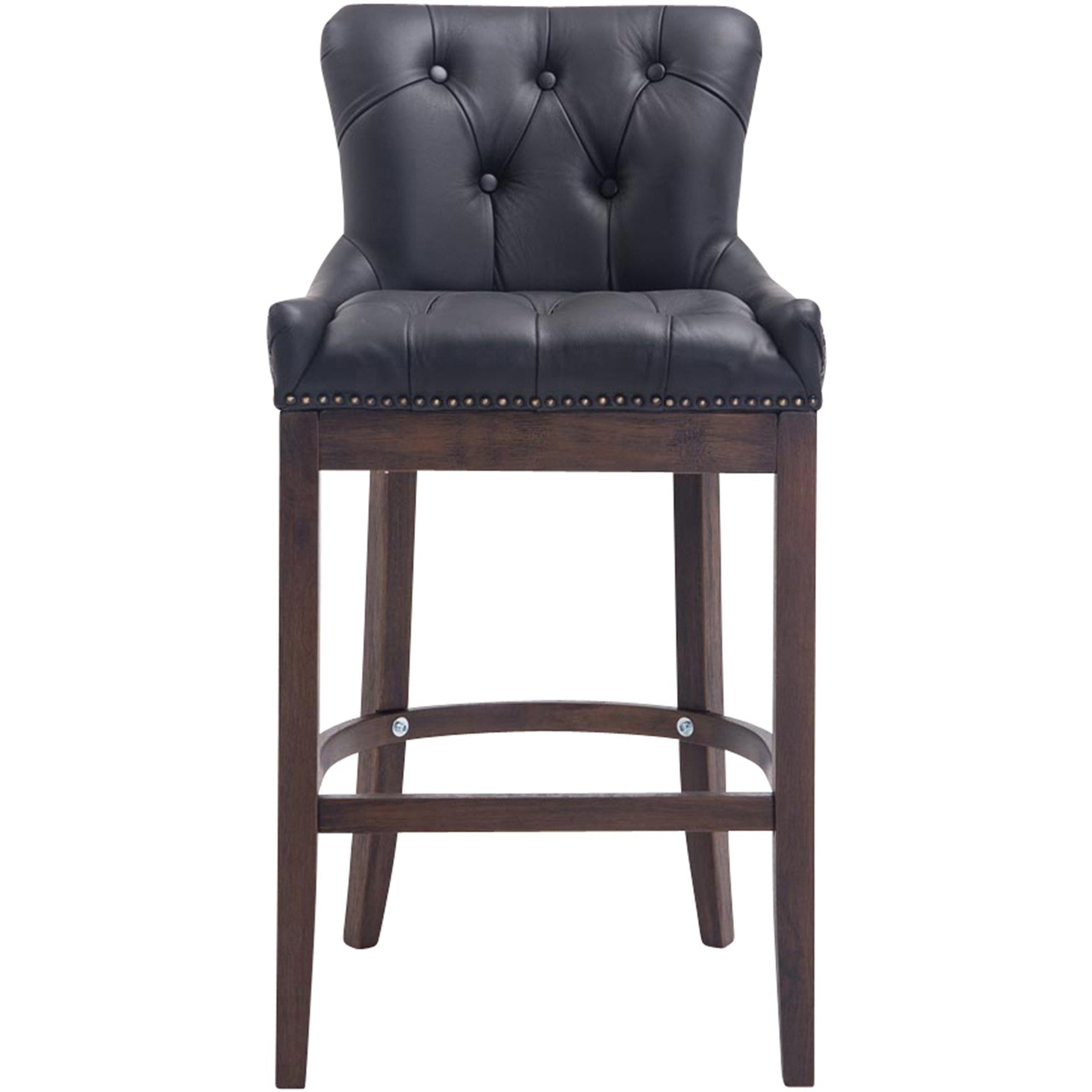 Barhocker Lakewood Echtleder, Antik - schwarz - InfinityMarket