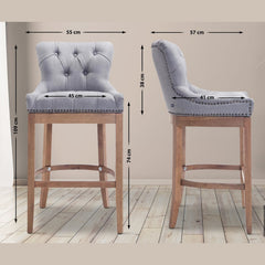 Barhocker Lakewood Stoff, Antik-hell - hellgrau - InfinityMarket
