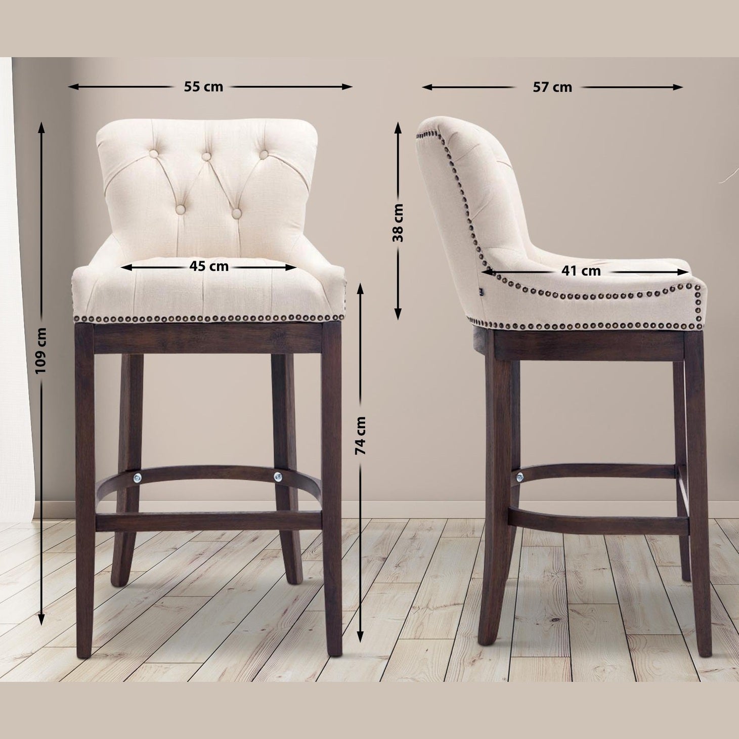 Barhocker Lakewood Stoff, Antik - creme - InfinityMarket