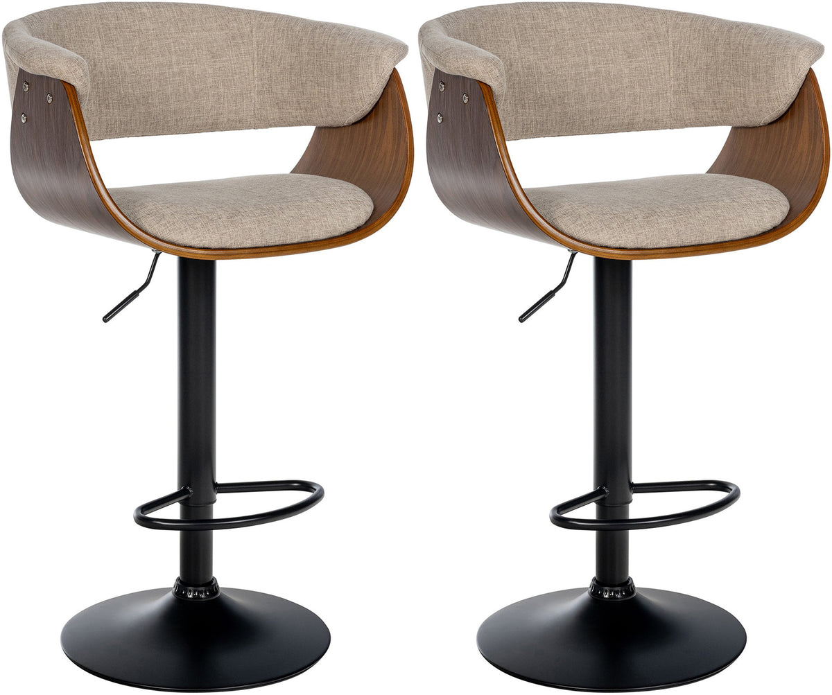 2er Set Barhocker Vestal Stoff - walnuss/creme