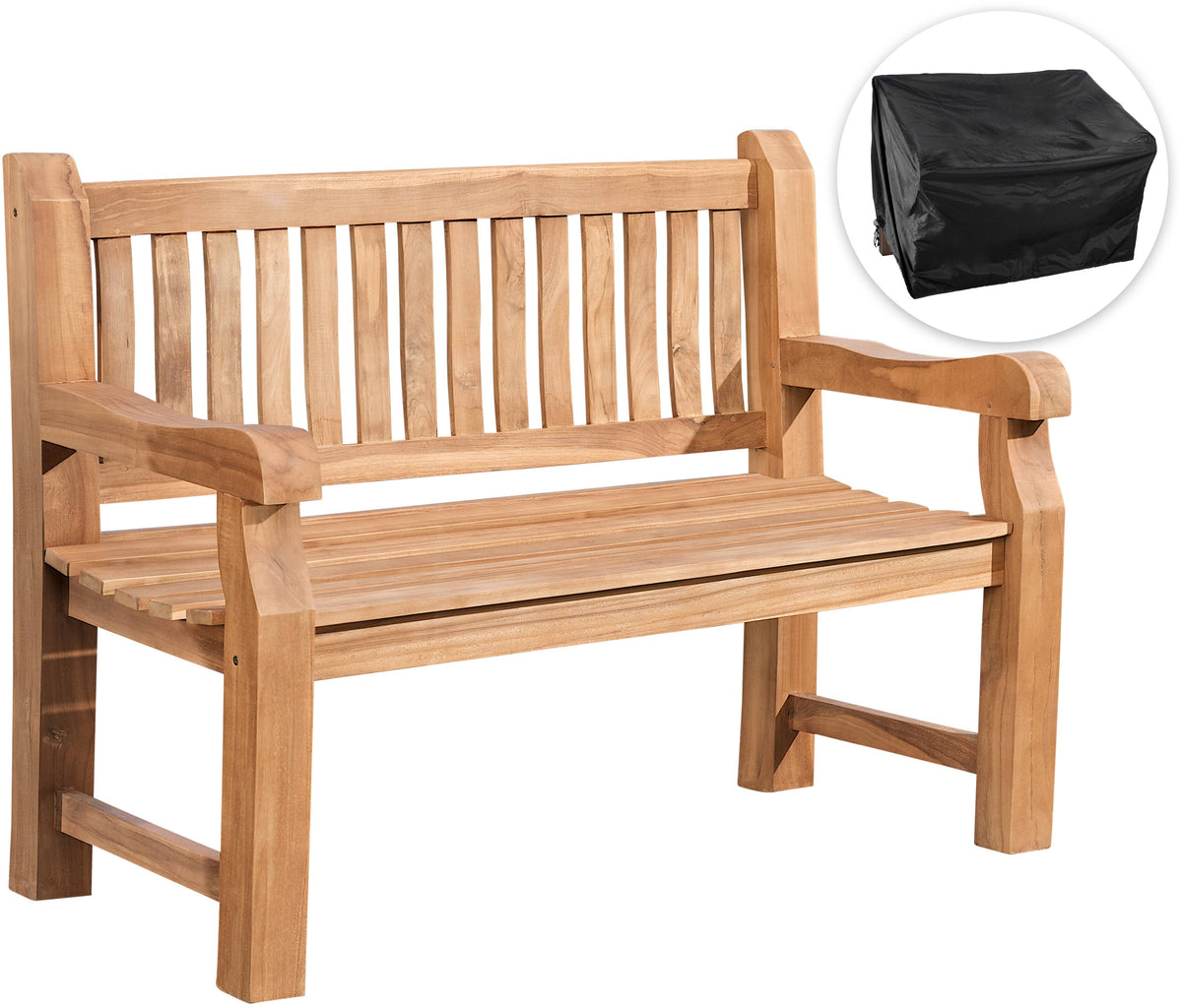 Teakbank Jackson 120 cm mit Abdeckhaube - teak