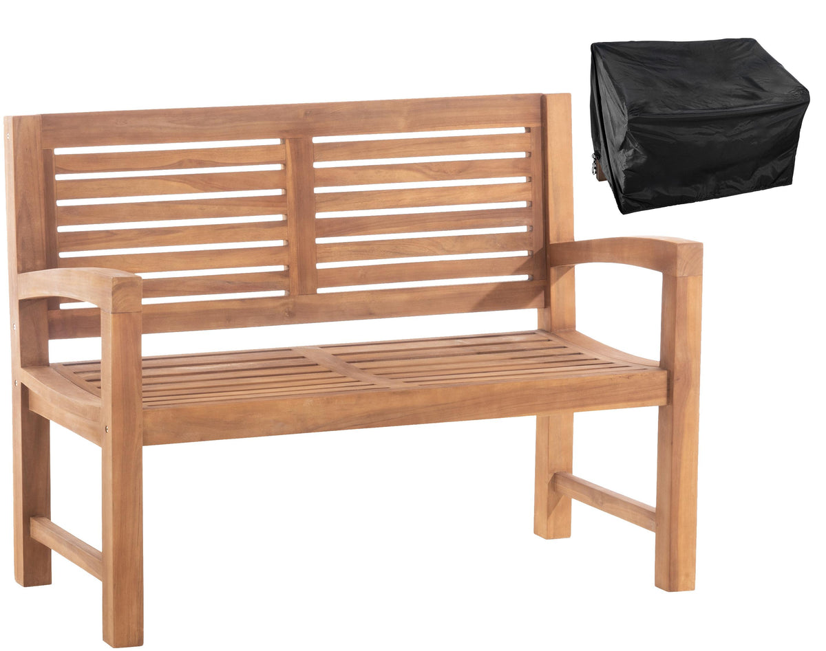 Teakbank Halden 120 cm mit Abdeckhaube - teak