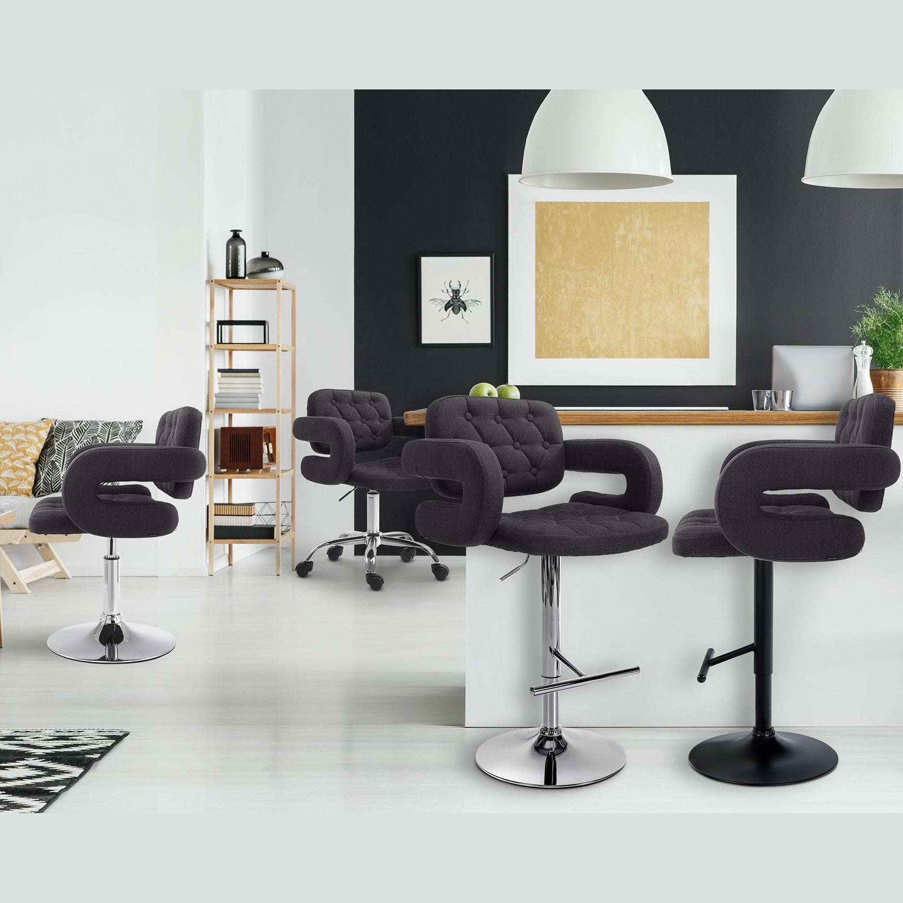 Barhocker Dublin STOFF C - schwarz - InfinityMarket