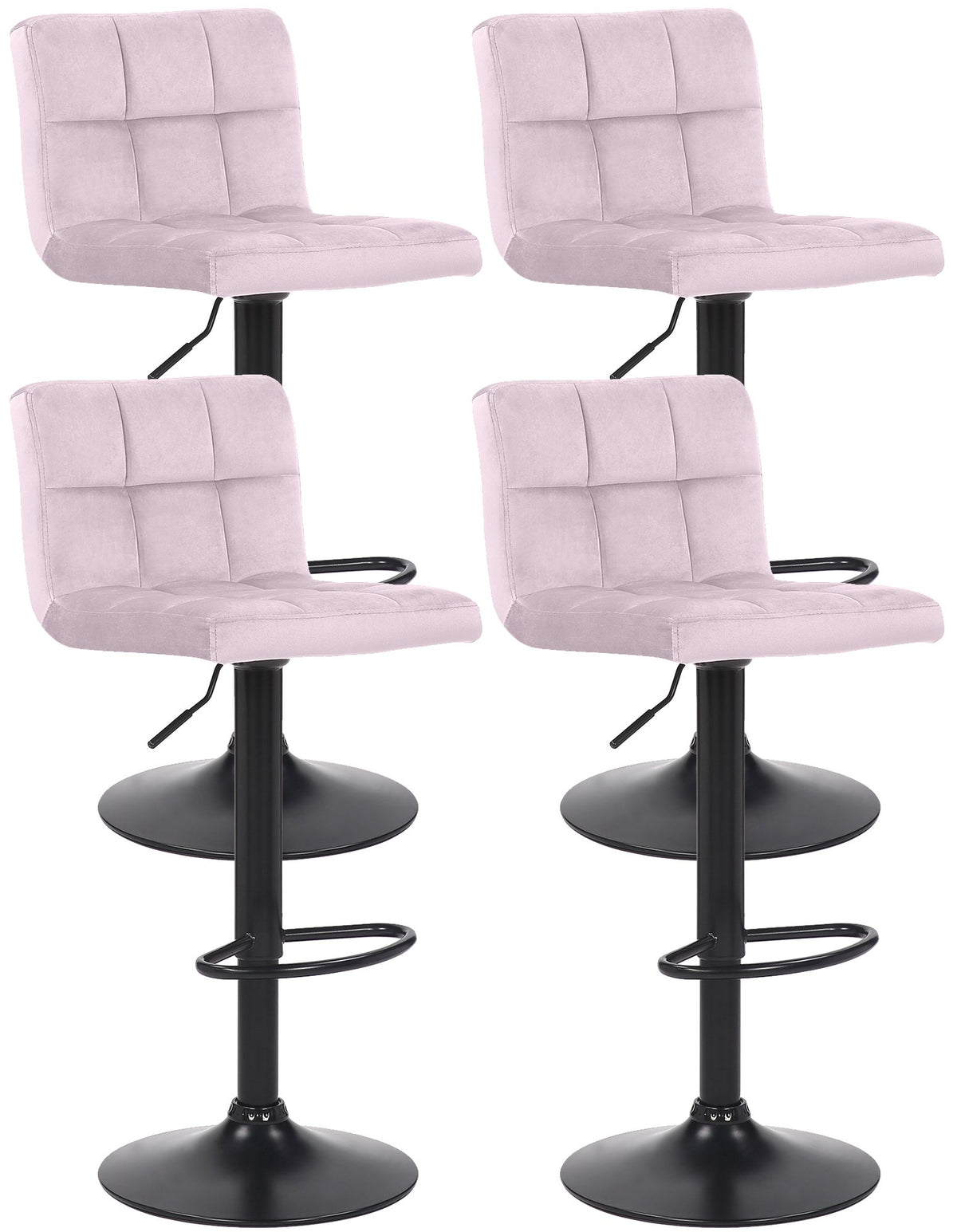 4er Set Barhocker Feni Samt - rosa