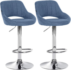 2er Set Barhocker Milet Stoff C - blau