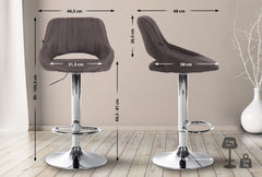 2er Set Barhocker Milet Stoff C - dunkelgrau