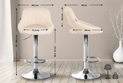 2er Set Barhocker Milet Stoff C - creme