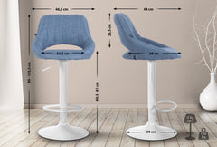 2er Set Barhocker Milet Stoff W - blau