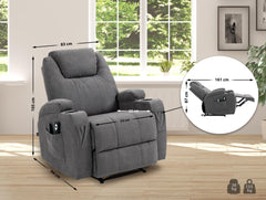 Sessel Hepler mit Massagefunktion Stoff - grau