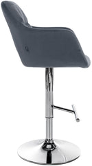 Barhocker Natoma Samt chrom - dunkelgrau